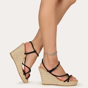 NEW Ankle Strap Platform Wedge Espadrille Sandals